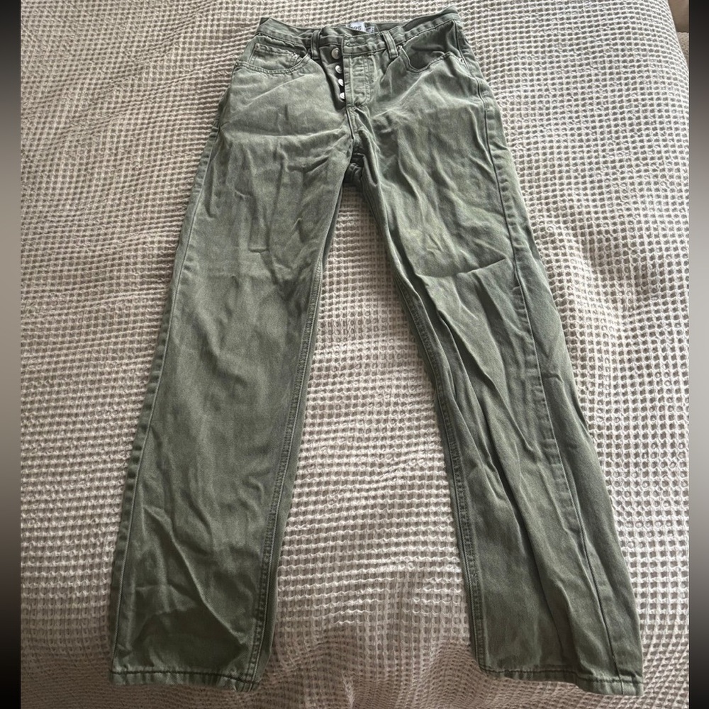 Princess Polly Olive Green Straight Leg Jeans
